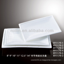 Fino chino blanco rectangular hotel porcelana fábrica